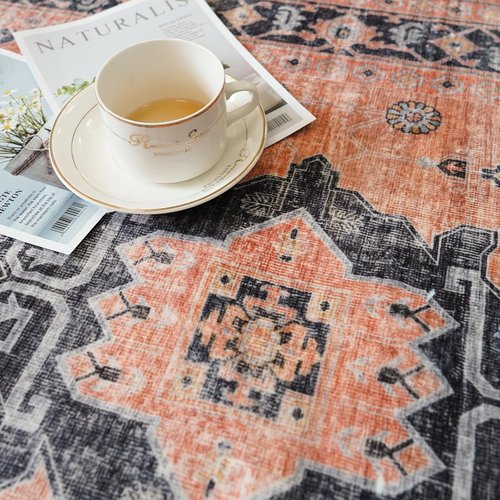 Hallway Washable Runner Rug - Vintage Soft Non-Slip Entryway Floor Mat | 2'6'' x 12', Orange
