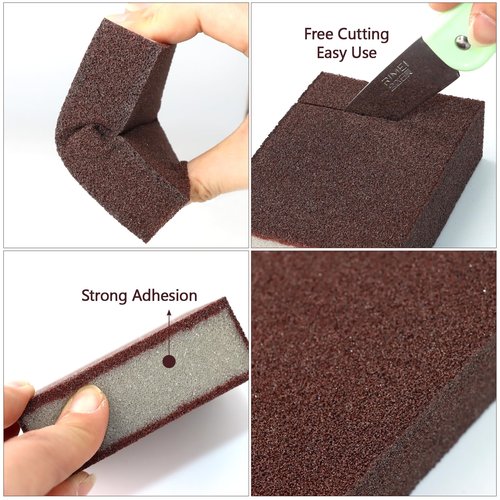 garvonti Magic Carborundum Sponge, 6pcs with 1 Handle Rust Foam Cleaning Eraser for Pots, Pans, Sink, Grill, Household Cleaning Emery Sponges for Kitchen, Bathroom