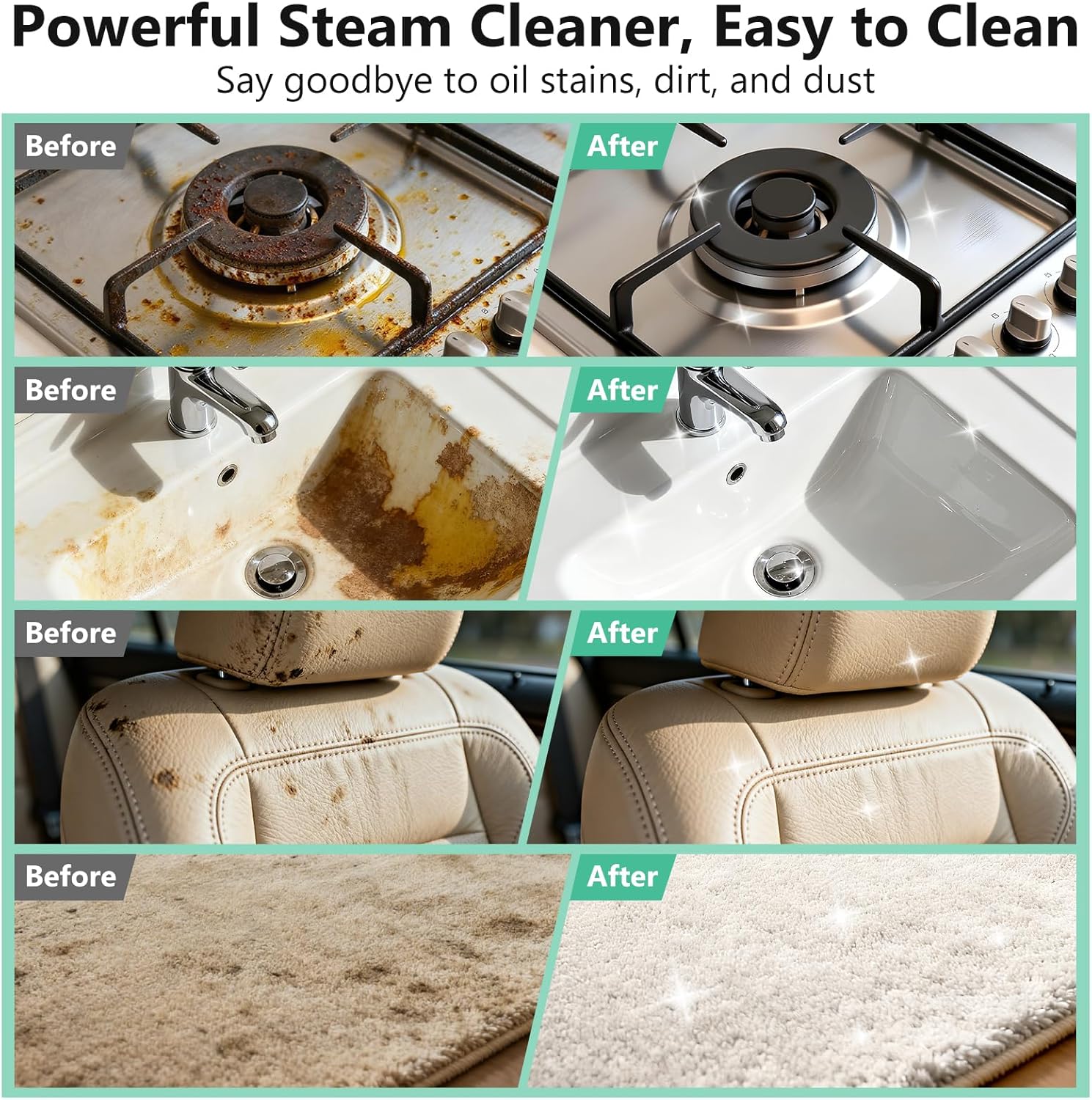 Skiennix Portable Steam Cleaner - 16-Piece Accessory Set | 6-Level Adjustable Heat, Fast 15s Heat-Up