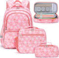 Fimibuke Kids Backpack - 3-in-1 Set with Lunch Box & Pencil Case for Girls, Daisy Design, Ages 3-12