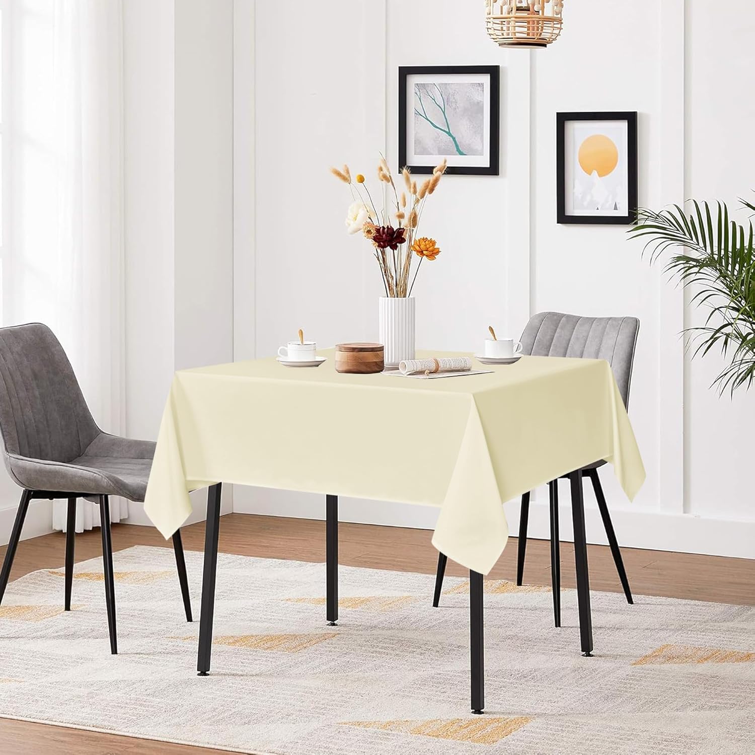 Sancua Small Square Tablecloth - 36x36 Inch Beige Polyester Cover for Square/Round Tables