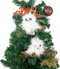 YCHTEWY White Plush Owl Christmas Ornaments - Gold Star Winter Holiday Tree Decor | Set of 2