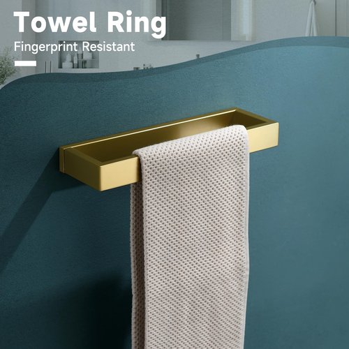 TNOMS Brushed Gold 5-Pieces Bathroom Hardware Set Towel Bar Set,Stainless Steel Bathroom Hardware 23.6 Inch Towel Bar Towel Holder Set Wall-Mounted
