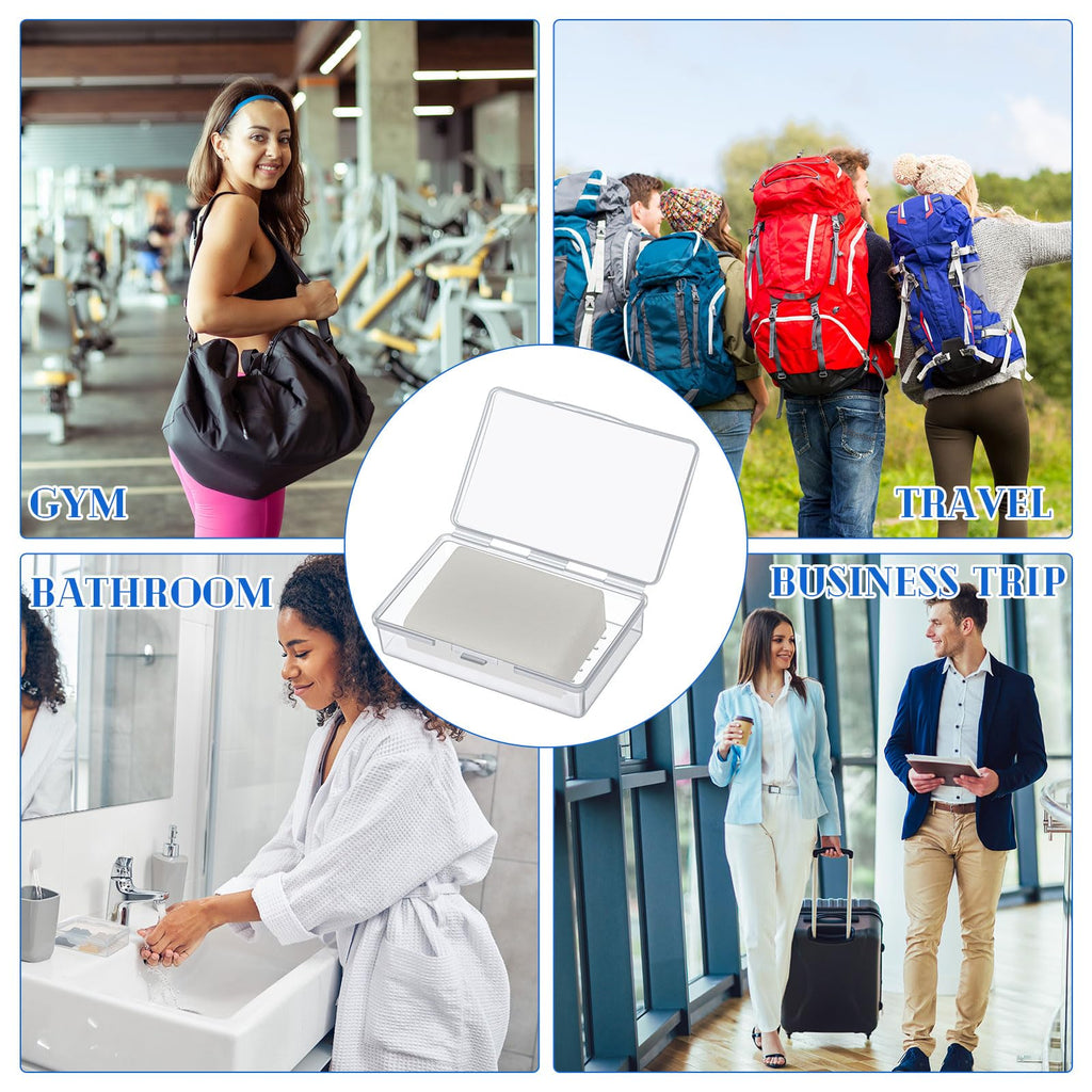 Reallnaive 24 Pcs Travel Soap Container Portable Plastic Soap Boxes Bulk with Lid Homeless Donations Bulk Gym Shower Tour Groups Hotel Outdoor Camping (White)