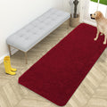 OLANLY Dog Door Mat - Absorbent Non-Slip Chenille Mat for Muddy Paws | 59x24 Inches, Quick Dry, Red