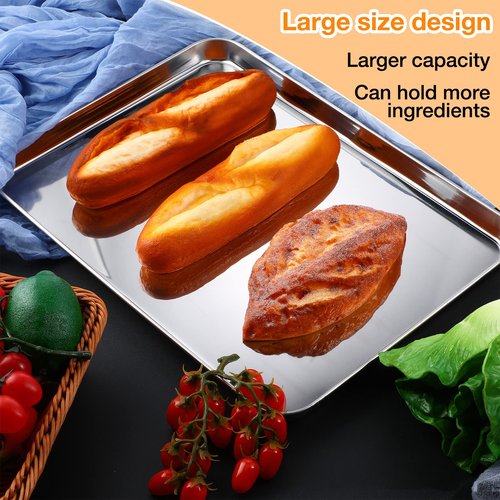 Mimorou 6 Pcs Baking Sheet Set Stainless Steel Cookie Sheet Cookie Baking Pan Bakeware Oven Tray Dishwasher Safe Commercial Grade Pans(18x13x1 Inch)