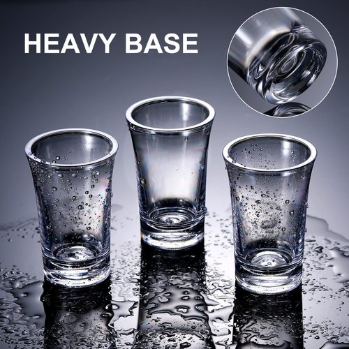Zubebe 150 Pcs 1.2oz Acrylic Shot Glasses Set with Heavy Base Plastic Clear Round Small Shot Glasses, Bulk for Party Cocktail Vodka Espressos Liqueurs Tequila and Desserts