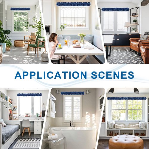 XWZO Sleeve Topper with Top Bottom Ruffle Sleeves Valances Home Décor Window Treatment Bedroom Nursery Kitchen Window Curtain Header, 58" x 5",1 Piece, Plain-Navy