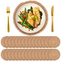 30 PCS Round Bulrush Woven Placemats 13.8 Inch Boho Rattan Chargers for Dinner Plates Natural Hand Weave Table Mats Rustic Wicker Braided for Farmhouse Home Wedding Party Outdoor Christmas Decor