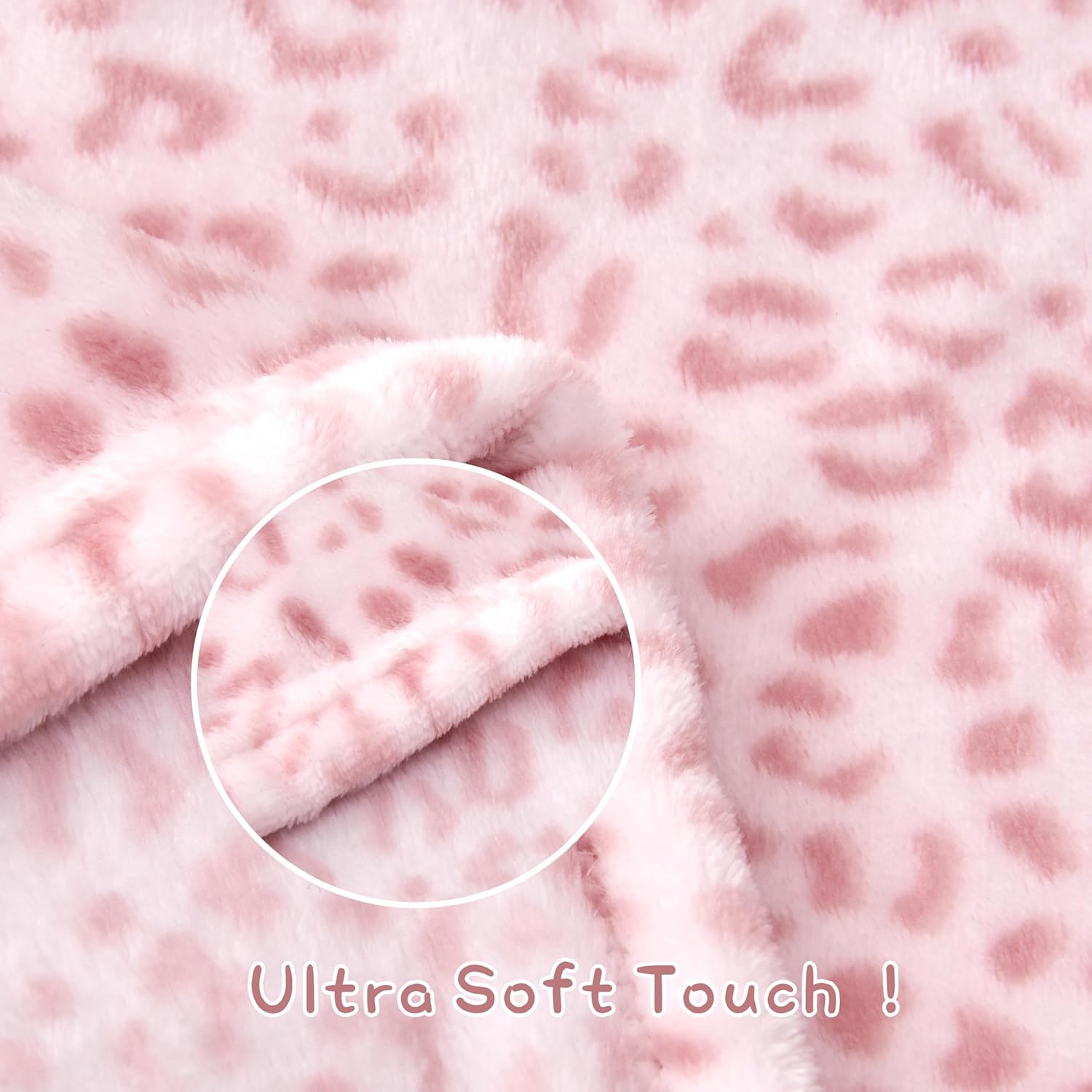 Yurhap Leopard Print Baby Blanket - Ultra Soft Cozy Fleece for Girls | 30"x40", Light Pink
