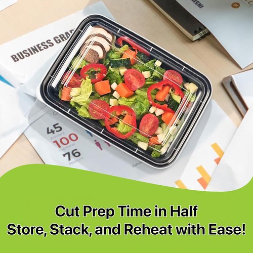 Pokanic Meal Prep Containers [10 Set] x [16 oz] with Lids, 1 compartment, Stackable, Reusable, Leakproof, Food Safe, Microwave, Freezer & Dishwasher Safe for Food Prep Storage Bento (10 Set, 16 oz)