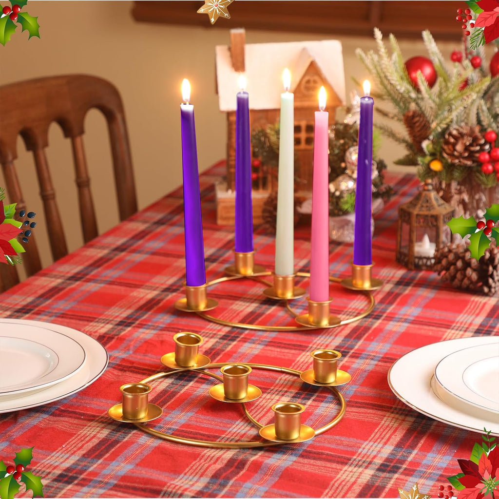 Sliner Christmas Advent Wreath Ring - 5 Candle Holder in Gold | Metal Table Decoration for Festive Centerpiece
