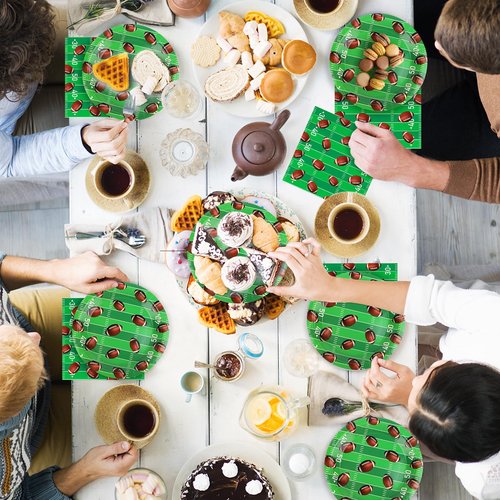 Adecortalk 50 Pcs Football Plates and Napkins 13'' Disposable Paper Plates Napkins Football Party Supplies for Kids Football Birthday Game Day Tailgate Party Decorations Serves 25 Guests