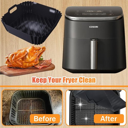COSORI Silicone Air Fryer Liner - Dishwasher Safe Accessories for 6Qt TurboBlaze | Compact & Large Size