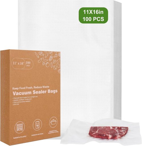 Moretoes Vacuum Sealer Bags - 100pcs BPA-Free Gallon Size 11" x 16" | Pre-Cut for Food Storage & Meal Prep