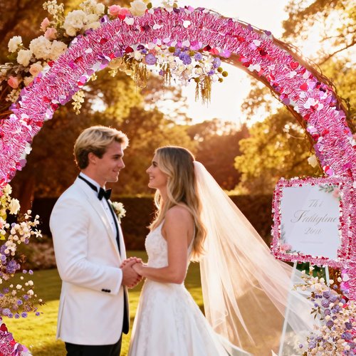 50FT Valentines Day Garland - Red Pink White Heart Valentines Tinsel Garland, Metallic Valentine Day Garland Decor for Mantel, Tree, Valentine's Day Decorations for Home (Pink)