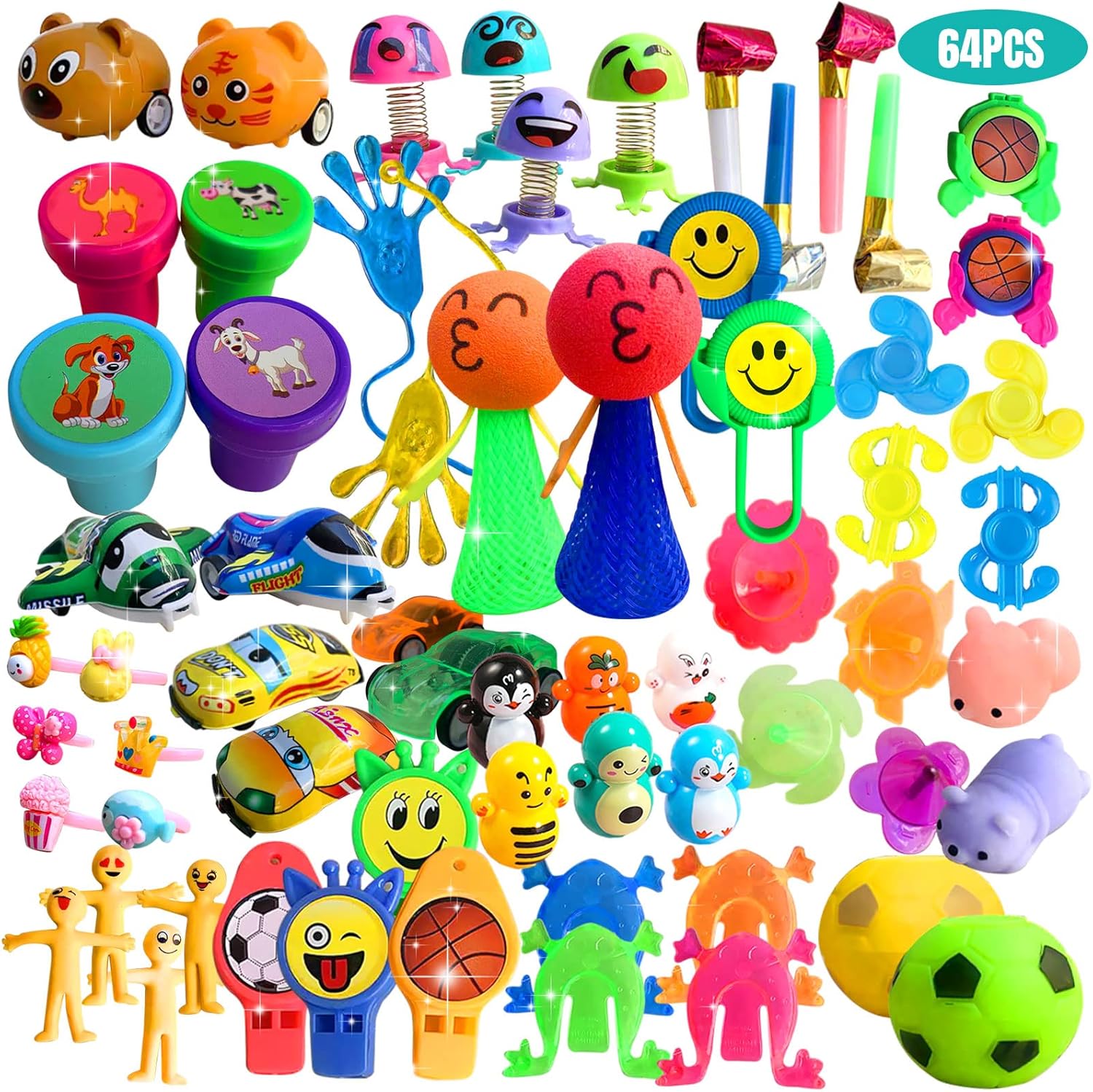 Skiennix Party Favors - 64 Pcs Small Toy Prizes for Kids | Easter Basket Stuffers & Classroom Rewards