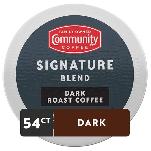 Community Coffee Signature Blend Coffee Pods - Dark Roast, 54 Count, Compatible with Keurig 2.0