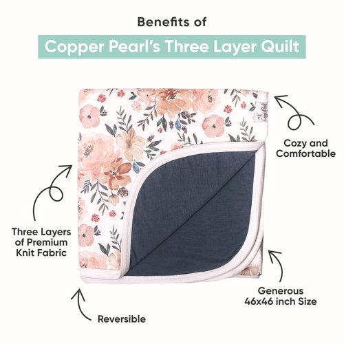 Copper Pearl Three-Layer Baby Blanket: Soft Baby Quilts for Boys and Girls | Breathable, Cozy, Toddler Blanket | Baby Quilt for Newborns | 46x46 Premium Polyester/Rayon | Hogwarts™
