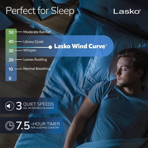 Lasko Oscillating Tower Fan - Quiet Remote-Controlled Floor Fan for Bedroom - 42" Woodgrain & Grey