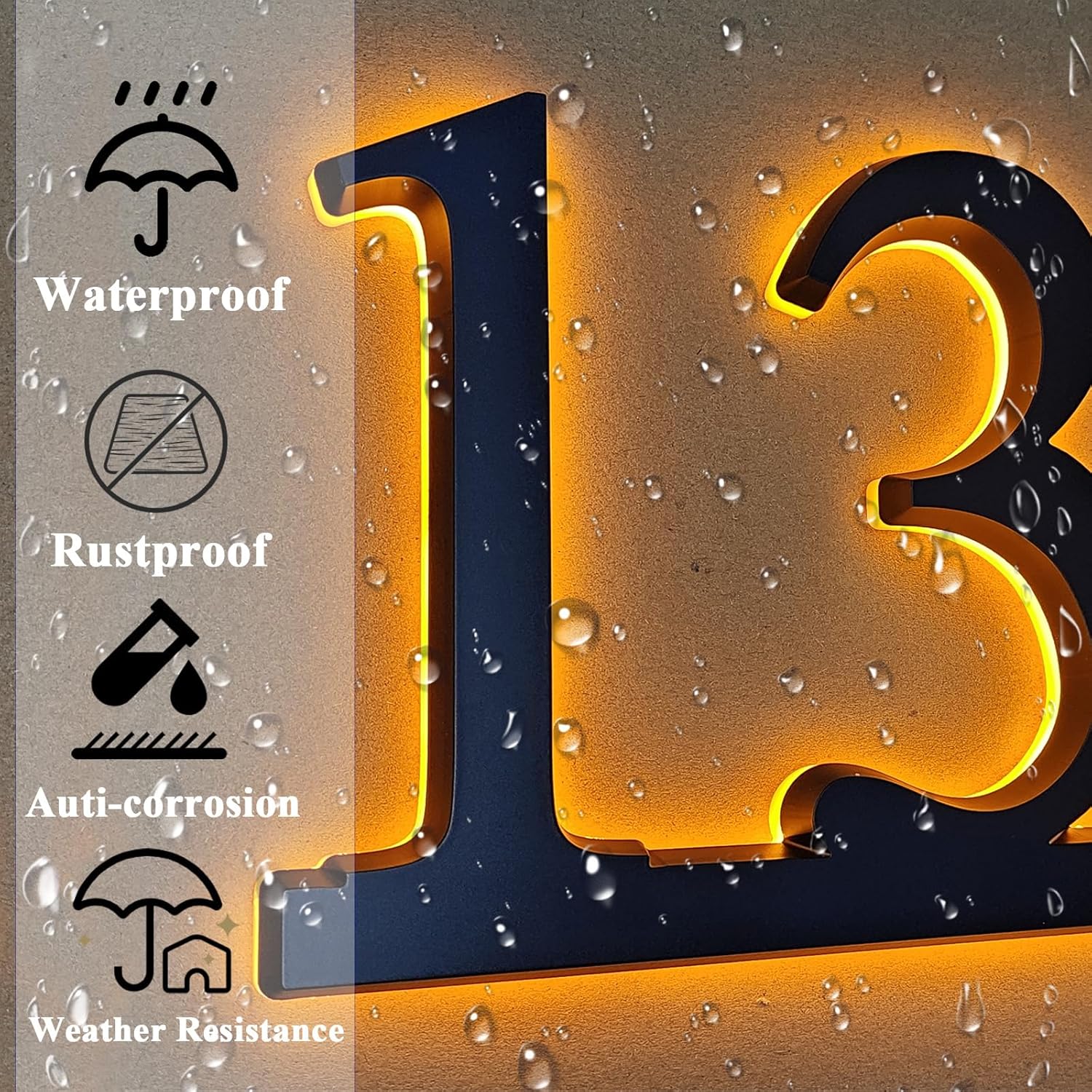 Personalized Acrylic Address Sign by [Brand Name] - Waterproof LED House Numbers | 4-6 Inch Backlit Custom Design