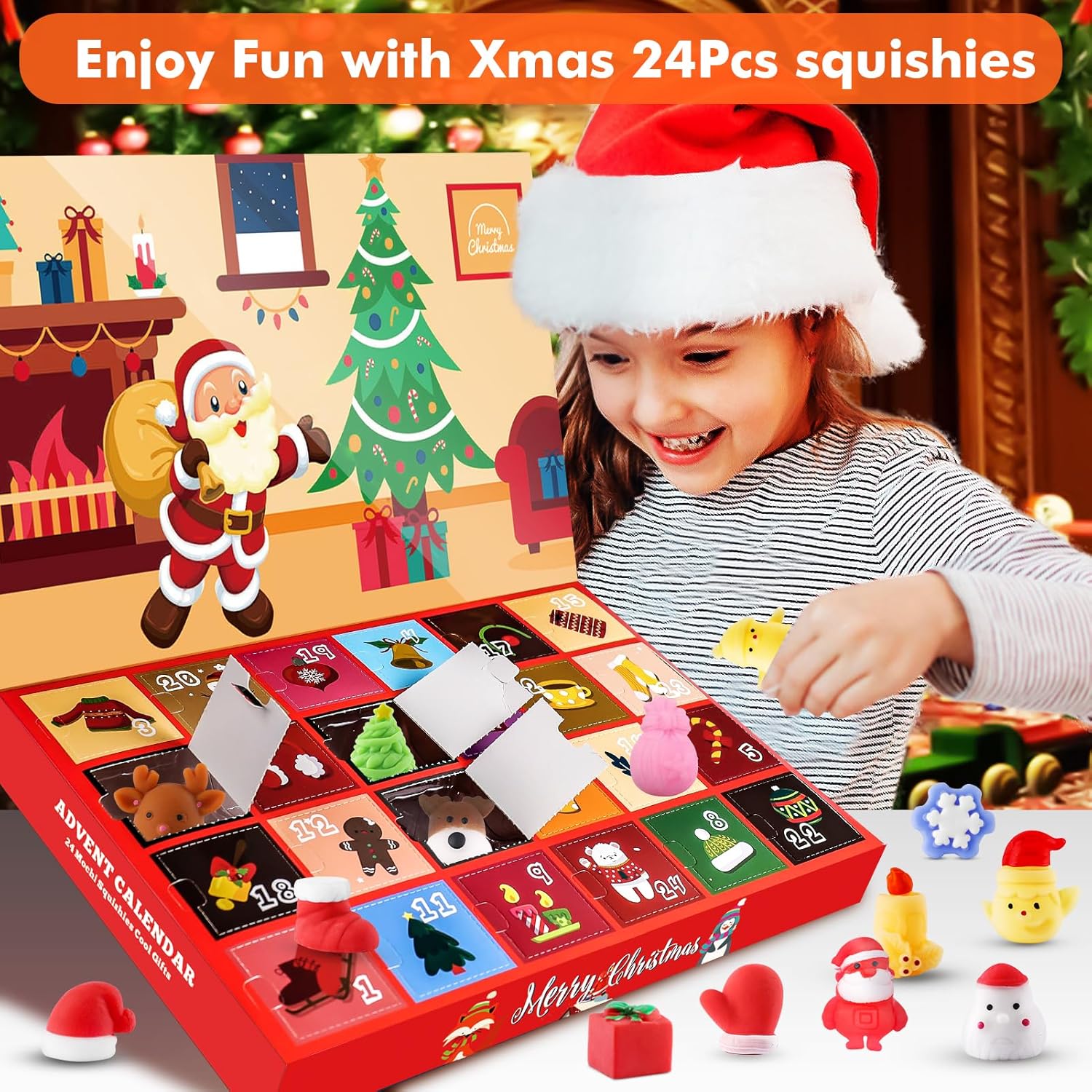 Skiennix Christmas Squishies Advent Calendar 2025 | 24 Cute Mochi Toys for Holiday Countdown
