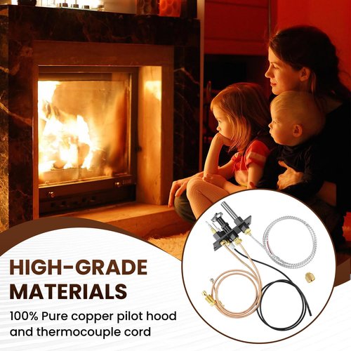 Fetechmate Pilot Assembly for NG LPG Fireplace 10002264 10002265, Propane and Natural Gas Fireplace Pilot Assembly Fit for HH-T, Maj-estic, Verm-ONT, TEM-co, Dutch-west, Mon-Essen Fireplace Stoves