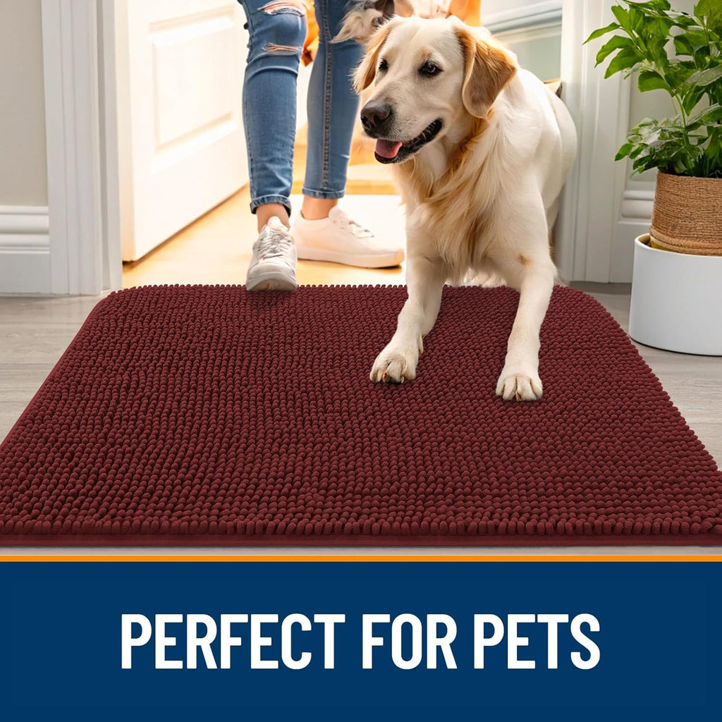 OLANLY Dog Door Mat - Absorbent Non-Slip Washable Doormat for Muddy Paws | 50x30, Caramel Russet