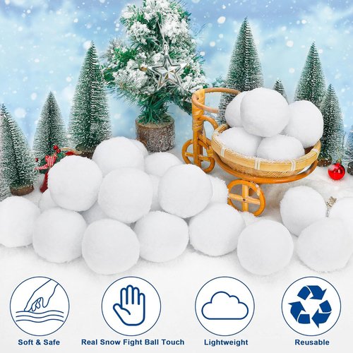 Homiar Fake Snow Balls - 400 Pack Plush Indoor & Outdoor Winter Game Toy | Realistic Soft Snowballs