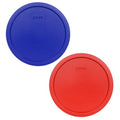 Pyrex 7403-PC 10 Cup (1) Cadet Blue & (1) Poppy Red Food Storage Replacement Lid - Made in USA