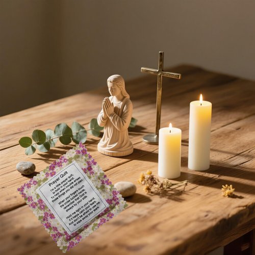 Wisplume Mini Prayer Quilt with Cross Inside Vintage Pocket Scripture Prayer Quilt Squares Sympathy Christian Gifts for Women Pastor Appreciation Father's Day Graduates Gifts (Purple)