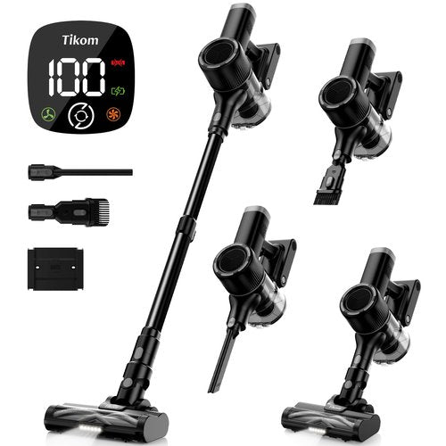 Tikom Cordless Vacuum Cleaner for Home, 40000Pa/450W Stick Vacuum with Charging Wall Dock, Anti-Tangle, Lightweight Handheld Vacuum for Pet Hair, Hard Floor, Carpet, V450