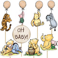 16Pcs Classic Winnie Centerpieces for Baby Shower Decorations Table Signs for Baby Shower Birthday Party Decorations