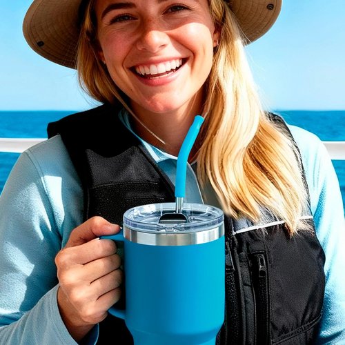 Bluwing Metal Straws with Silicone Tip for 42 oz YETI Tumbler, 4 Pcs Reusable Stainless Steel Straws for 42 oz YETI, 30oz Stanley Cup(Color 4)