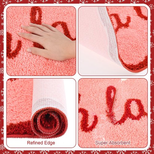 Drydiet Valentines Pink Bathroom Rugs 20 x 31 Inch Ooh La La Funny Bath Mat Non Slip Cute Washable Doormat for Valentines Winter Holiday Bathroom Shower Outdoor Indoor Front Porch Decor