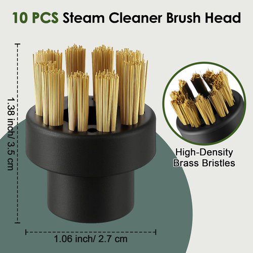 HappyAlley 10 Pack Brass Brushes Compatible with Dupray Steam Cleaner, Brass Cleaner, Steam Clean Brush Head Attachments, Wire Brushes for Cleaning, Multi Surface Cleaning Accessories