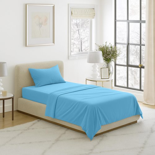 Brushed Microfiber Twin Sheets - 3-Piece Sheet Set with Pillowcase, Flat, and Fitted Sheets - Wrinkle and Fade-Resistant Bedding by Lavish Home (Blue)