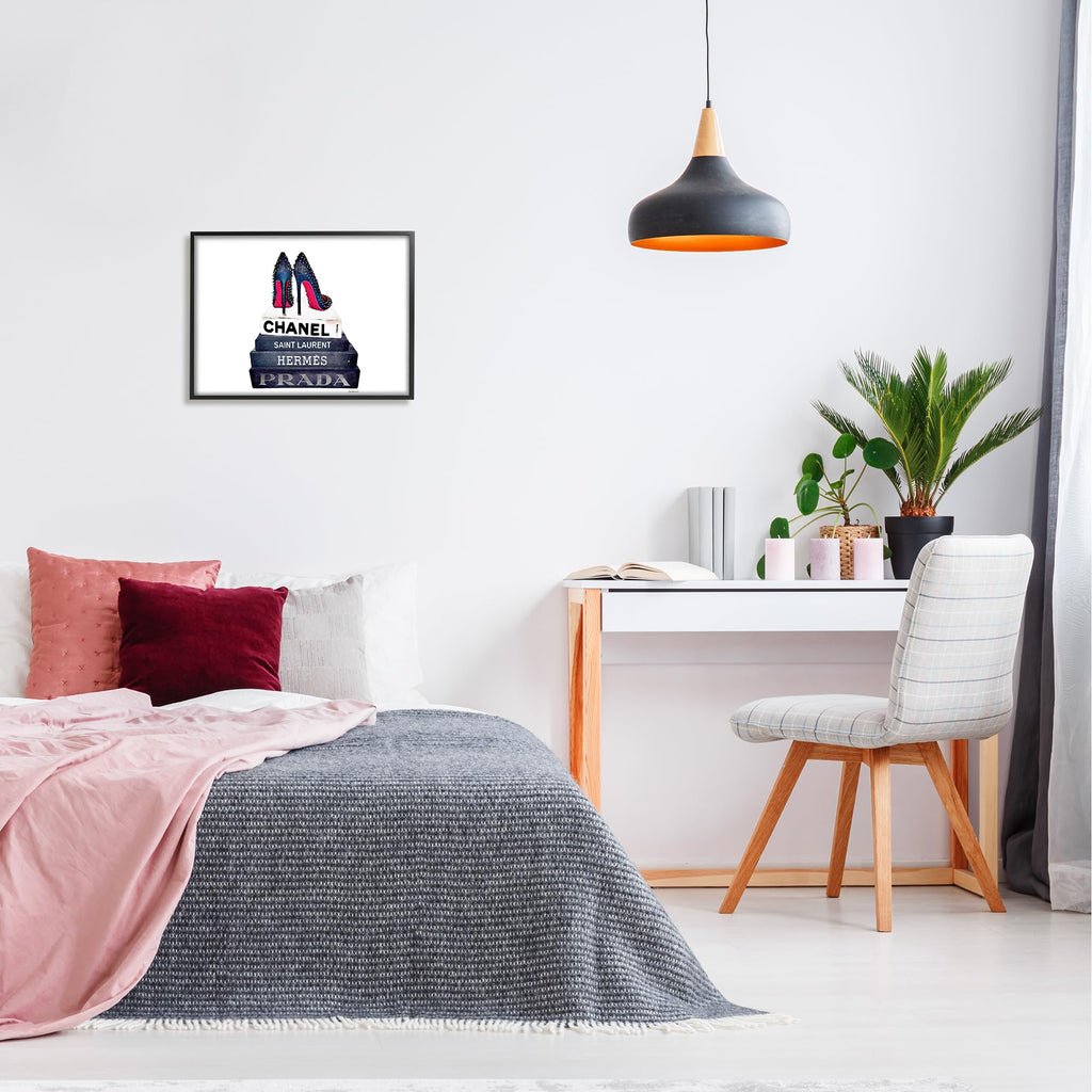 'Glam Fashion Book Set BW Stud Pump Heels'| Framed Giclee Art