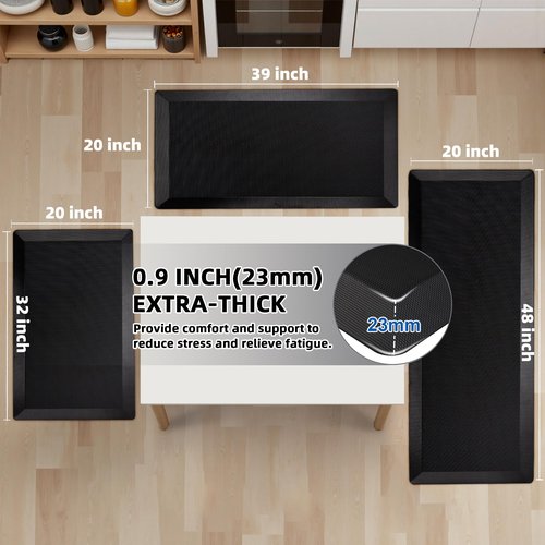 Anti Fatigue Kitchen Mats for Floor, 9/10 Extra Thick Cushioned Standing Desk Mat, Comfort Memory Foam Ergonomic Kitchen Rugs and Mats Non-Slip Waterproof for Office, Kitchen, Sink, 20" x 39"