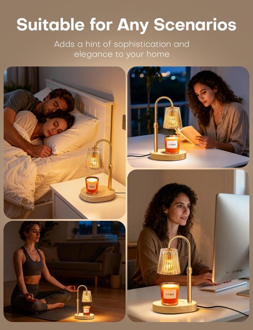 YCCZSZO Candle Warmer Lamp with Timer Dimmer Adjustable Height, Electric Wax Melts Warmer for Jar Candles, Birthday Christmas House Warming Gifts for Women Mom, New Home Bedroom Decor with 2 Bulbs