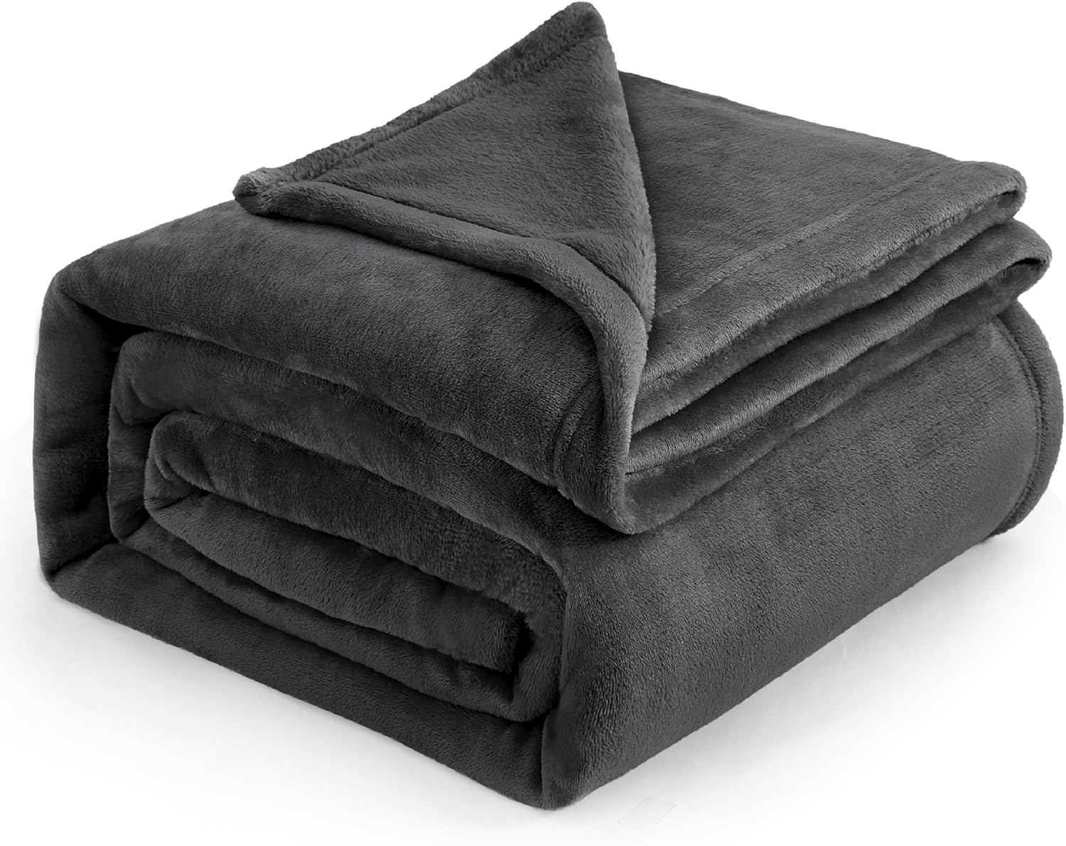 Bedsure GentleSoft Fleece Blanket - Soft, Lightweight, Plush Queen Size in Dark Grey | 90x90 Inches