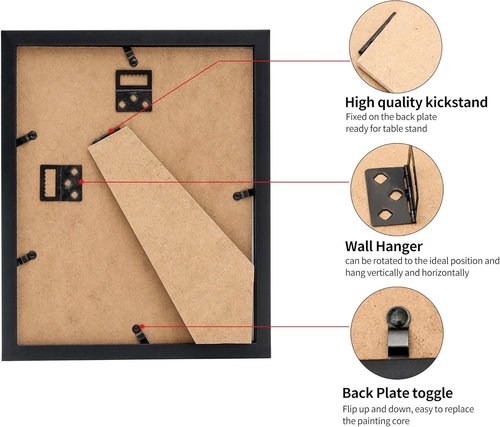 8.5x11 Picture Frames Set of 3 by [Brand Name] - Shatter-Resistant Glass for Wall/Tabletop Display