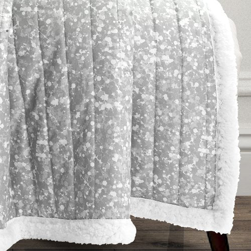 Lush Decor Glitter Ombre Metallic Print Sherpa Throw Blanket, 60" x 50", Aqua & Gray