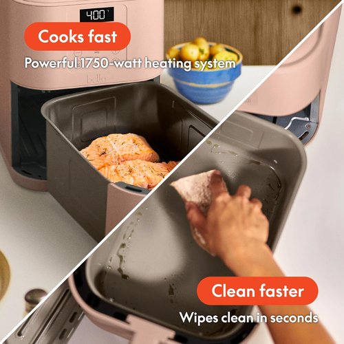 Bella 6 Qt Slim Air Fryer - EverGood™ Ceramic Nonstick Coating, 6 Cooking Presets, Adjustable Temp, Blossom Color