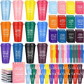 Funnymoom 48 Pack Christian Cups for Employee 16oz Religious Plastic Tumblers with Lids Bible Notebooks and Pens Bulk Christian Cups for Team Staff Coworker Gifts (Classic Color)