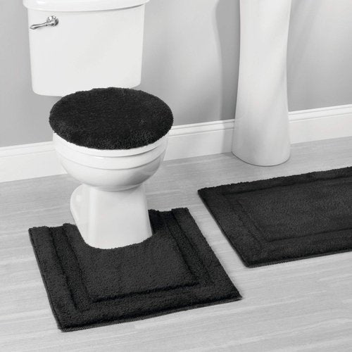 InterDesign Microfiber Polyester Contour Bathroom Rug – Black Spa