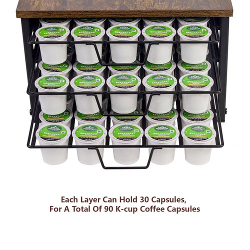 SPEDAY 3 Tier Coffee Capsule Storage Drawer,Coffee Pod Holder for K Cups,90 Capacity Coffee Capsule Storage Organizer Holder,Office or Home Kitchen Counter Organizer