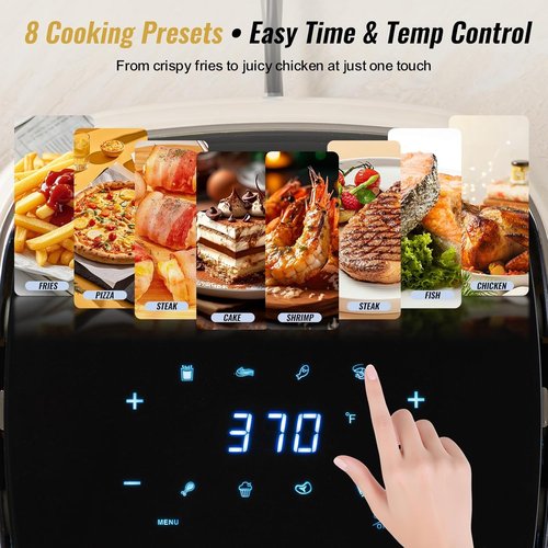Charmi 5QT Air Fryer - Retro Design with Digital Touchscreen, 8 Cooking Presets | Cream White