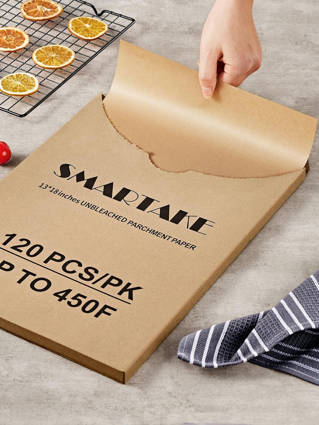 SMARTAKE Parchment Paper Sheets - 120 Pre-Cut Non-Stick Baking Sheets, 13x18 Inch, Unbleached Natural Wood Pulp
