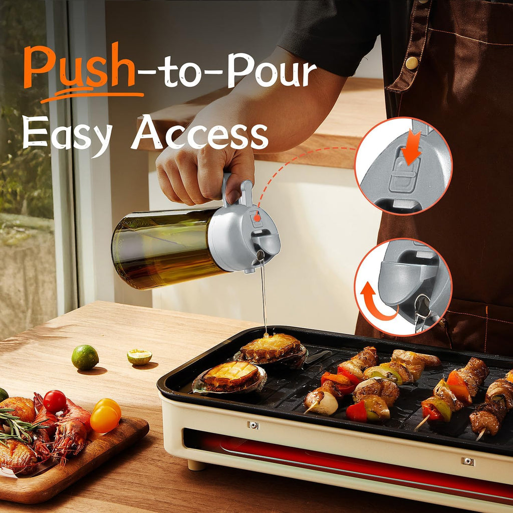 TrendPlain Olive Oil Dispenser Bottle - 16oz Kitchen Gadget & Air Fryer Accessory - Ash Color